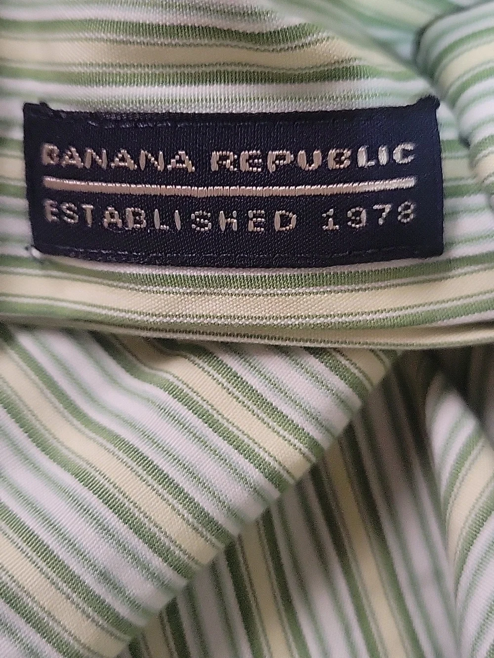 Banana Republic Light Green Striped Button-Up Shirt